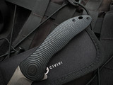 Civivi Synergy3 Black G10 Body w/ Nitro-V Stonewashed Tanto Plain Edge Blade (3.3")