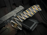 Medford Genesis T Folder Sculpted Black/Bronze-Violet "Lightning" Titanium Body w/ S45VN Vulcan Tanto Plain Edge Blade (3.3")