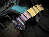 Medford Genesis T Folder Sculpted Black/Bronze-Violet "Armadillo" Titanium Body w/ S45VN Vulcan Tanto Plain Edge Blade (3.3")