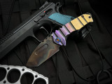 Medford Genesis T Folder Sculpted Black/Bronze-Violet "Armadillo" Titanium Body w/ S45VN Vulcan Tanto Plain Edge Blade (3.3")