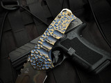 Medford Genesis T Folder Sculpted Black/Bronze-Blue "Peaks and Valleys" Titanium Body w/ S45VN Vulcan Tanto Plain Edge Blade (3.3")