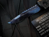 Microtech Combat Troodon Interceptor Signature Series Black Hefted Alloy Body w/ Blued Vegas Forge Damascus Plain Edge Blade (3.8") 1217-16MS3