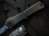 Microtech Combat Troodon Interceptor Signature Series Black Hefted Alloy Body w/ Blued Vegas Forge Damascus Plain Edge Blade (3.8") 1217-16MS3