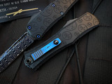 Microtech Hera II Mini Recurve Black Claw Burst Pattern Body w/ Vegas Forge Blued Spirograph Pattern Damascus Plain Edge Blade (2.875") 1705M-16MS1