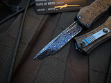 Microtech Hera II Mini Recurve Black Claw Burst Pattern Body w/ Vegas Forge Blued Spirograph Pattern Damascus Plain Edge Blade (2.875") 1705M-16MS1