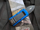 Microtech Exocet D/E Blue Aluminum Body w/ Black Plain Edge Blade (1.9") 157-1BL