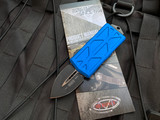 Microtech Exocet D/E Blue Aluminum Body w/ Black Plain Edge Blade (1.9") 157-1BL