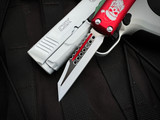 Microtech UTX-85 Warhound Christmas Edition Aluminum Body w/ White and Red Plain Edge Blade (3.1") 719W-1CMAS