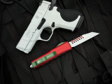 Microtech UTX-85 Warhound Christmas Edition Aluminum Body w/ White and Red Plain Edge Blade (3.1") 719W-1CMAS
