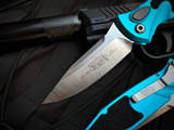 Microtech Socom Elite S/E Auto Folder Turquoise Aluminum Body w/ Stonewashed Plain Edge Blade (4") 160A-10TQ