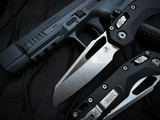 Microtech MSI S/E Folder Black Fluted Aluminum Body w/ Stonewashed Plain Edge Blade (3.75") 210-10FL