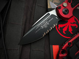 Microtech LUDT S/E Auto Folder Red Aluminum Body w/ Black Partially Serrated Blade (3.5") 1135-2RD