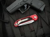 Microtech LUDT T/E Auto Folder Red Aluminum Body w/ Stonewashed Plain Edge Blade (3.5") 1136-10RD