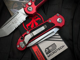 Microtech LUDT T/E Auto Folder Red Aluminum Body w/ Stonewashed Partially Serrated Blade (3.5") 1136-11RD