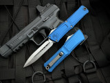 Microtech Combat Troodon D/E Blue Aluminum Body w/ Stonewashed Plain Edge Blade (3.8") 1142-10BL