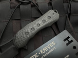 PRE-OWNED Heretic Knives Custom Prototype Osiris Folder Carbon Fiber Inlaid DLC Titanium Body w/ Battleworn DLC Plain Edge Blade (3.625") S/N 008