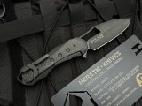 PRE-OWNED Heretic Knives Custom Prototype Osiris Folder Carbon Fiber Inlaid DLC Titanium Body w/ Battleworn DLC Plain Edge Blade (3.625") S/N 008