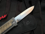 PRE-OWNED Reate Exo Gravity Knife Green Micarta Inlaid Titanium Body w/ Elmax Satin Bayonet Blade (3.75") S/N 003