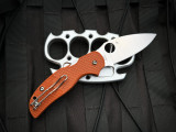 Spyderco Sage 5 Burnt Orange FRN Lightweight Body w/ CPM REX121 Satin Plain Edge Blade (3") C123BORP