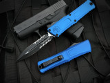 Microtech Combat Troodon Blue Aluminum Body w/ M390MK Black Partially Serrated Blade (3.8") 1142-2BL