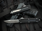Microtech Scarab II S/E Black Aluminum Body w/ M390MK Apocalyptic Partially Serrated Blade (3.9") 1278-11AP