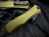 Microtech Hera II OD Green Aluminum Body w/ M390MK Black Plain Edge Blade (4") 1705-1OD