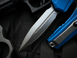Microtech Cypher II D/E Blue Aluminum Body w/ Stonewashed Plain Edge Blade (3.5") 1242-10BL
