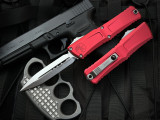 Microtech Combat Troodon D/E Red Aluminum Body w/ Stonewashed Plain Edge Blade (3.8") 1142-10RD