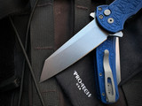 Pro-Tech Malibu Flipper Blue Nexus Pattern Aluminum Body w/ Magancut Reverse Tanto Stonewashed Plain Edge Blade (3.5") 5405-BLUE NEXUS