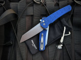 Pro-Tech Malibu Flipper Blue Nexus Pattern Aluminum Body w/ Magancut Reverse Tanto Stonewashed Plain Edge Blade (3.5") 5405-BLUE NEXUS