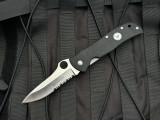 PRE-OWNED Spyderco bob Terzoula Starmate Folder Black G10 Body w/ CPM 440V Satin Partially Serrated Blade (3.625") C55GPSE