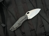 PRE-OWNED Strider SJ75 Folder Brown G10 and Flamed Titanium Body w/ CPM154 Stonewashed Plain Edge Blade (3")