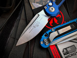 Microtech LUDT S/E Blue Aluminum Body w/ M390MK Stonewashed Plain Edge Blade ( 3.5") 1135-10BL