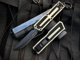 Microtech Scarab II D/E-S Sand Aluminum Body w/ M390MK Black Edge Blade (3.9") 1180-1SN