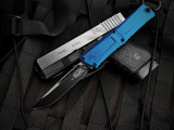 Microtech Combat Troodon S/E Blue Aluminum Body w/ M390MK Black Plain Edge Blade (3.8") 1143-1BL