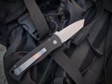 MARKED DISPLAY MODEL Pro-Tech Emerson CQC7 Auto Folder Black Aluminum Body w/ Blasted Hardware and Chisel Grind Tanto Blade (3.25”) E7T01