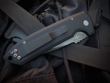PRE-OWNED Pro-Tech Rockeye Auto Folder Black Aluminum Body w/ CPM-D2 Smoky Grey DLC Plain Edge Blade (3.4") LG321-D2