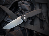 PRE-OWNED Pro-Tech Rockeye Auto Folder Black Aluminum Body w/ CPM-D2 Smoky Grey DLC Plain Edge Blade (3.4") LG321-D2