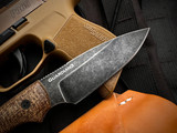 Bradford Knives Guardian3 Fixed Blade 3D Natural Burlap Micarta Scales w/ Sabre Grind M390 Nimbus Finish Blade (3.5") 3S-134N-M390