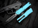Microtech Combat Troodon D/E Turquoise Aluminum Body w/ M390MK Black Full Serrated Blade (3.8") 1142-3TQ