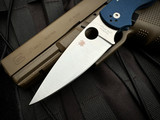 Spyderco Native Chief Folder Cobalt Blue G10 Body w/ SPY27 Satin Plain Edge Blade (4.02") C244GPCBL
