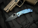 Spyderco Tenacious Folder Disarray Titanium Body w/ D2 Black Plain Edge Blade (3.35") C122TIBLBKD2P