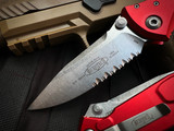 Microtech Socom Elite S/E Red Aluminum Body w/ M390MK Stonewashed Partially Serrated Blade (4") 160-11RD