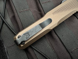 PRE-OWNED Benchmade Phaeton OTF Tan Aluminum Body w/ S30V Black Plain Edge Blade (3.45") 4600-1