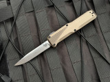 PRE-OWNED Benchmade Phaeton OTF Tan Aluminum Body w/ S30V Black Plain Edge Blade (3.45") 4600-1