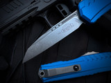 Microtech Cypher S/E Blue Aluminum Body w/ M390MK Stonewashed Plain Edge Blade (3.5") 1241-10BL
