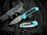 Microtech LUDT S/E Turquoise Aluminum Body w/ M390MK Stonewashed Plain Edge Blade ( 3.5") 1135-10TQ