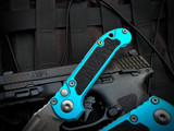 Microtech LUDT T/E Auto Folder Turquoise Aluminum Body w/ M390MK Stonewashed Full Serrated Blade (3.5") 1136-12TQ