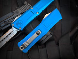 Microtech Combat Troodon D/E Blue Aluminum Body w/ M390MK Stonewashed Partially Serrated Blade (3.8") 1142-11BL