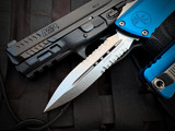 Microtech Combat Troodon D/E Blue Aluminum Body w/ M390MK Stonewashed Partially Serrated Blade (3.8") 1142-11BL